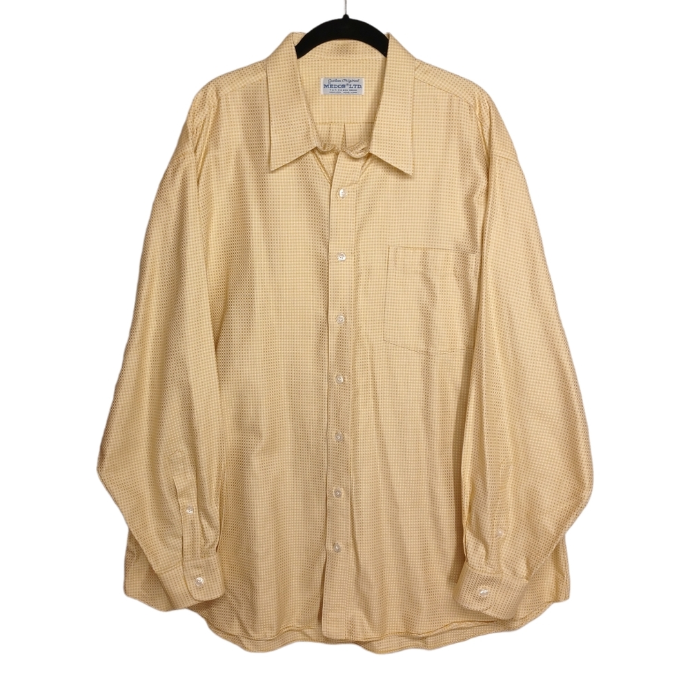 CUSTOM ORIGINAL BY MEDOS LTD. Yellow White Square Plaid Print Button Front Shirt